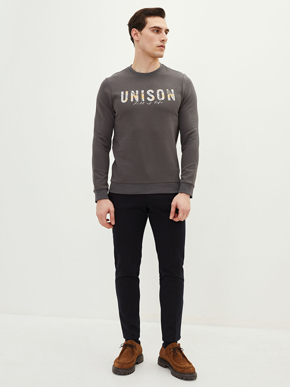 Crew Neck Long Sleeve Printed Men's Sweatshirt-2