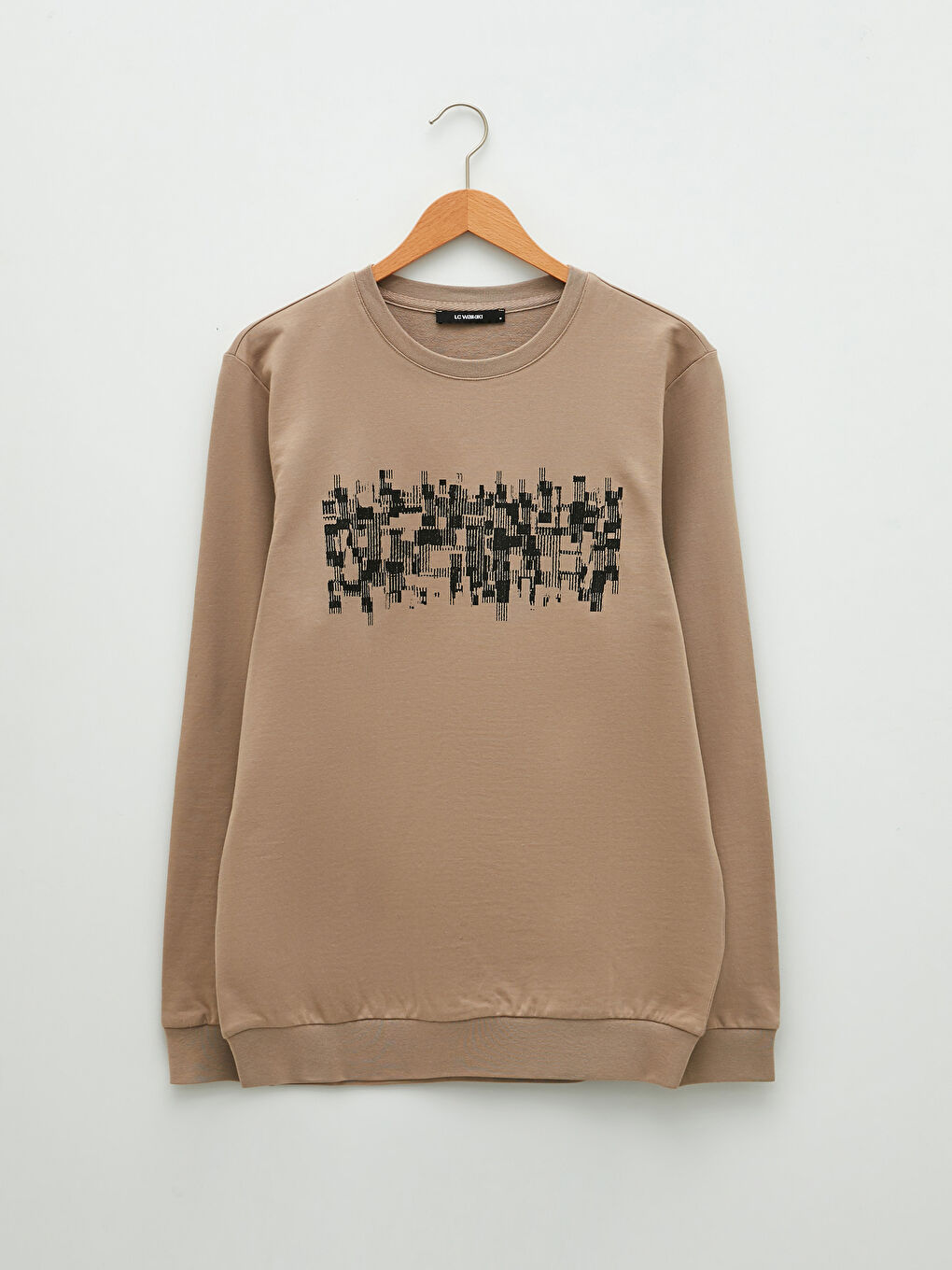 Ерлерге арналған ұзын жең дөңгелек жағалы принтті свитшот-5