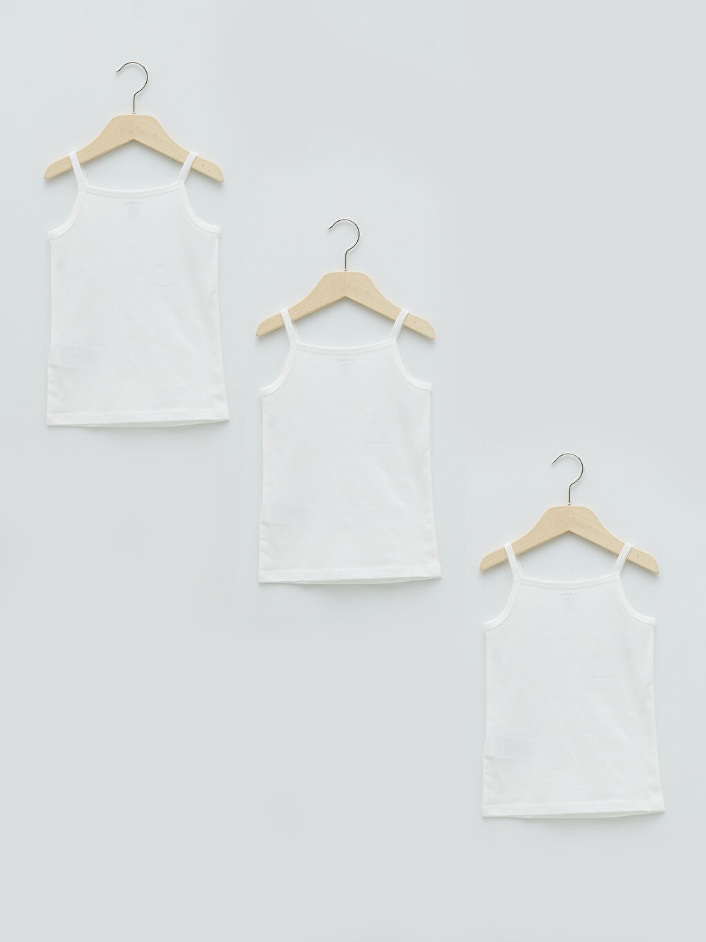 Ekru Kare Yaka Askılı Basic Kız Bebek Atlet 3'lü-1