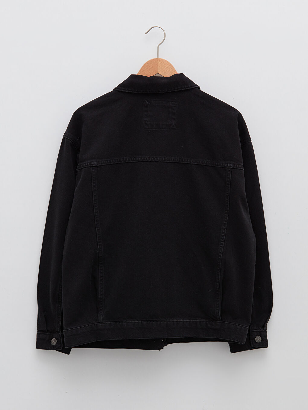 Antrasit Kapüşonlu Düz Cep Detaylı Uzun Kollu Kadın Jean Ceket-8