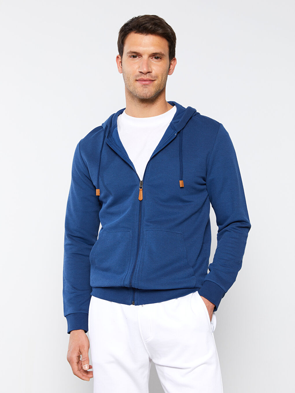 Relaxed Fit Hooded Long Sleeve Men's Sports Cardigan