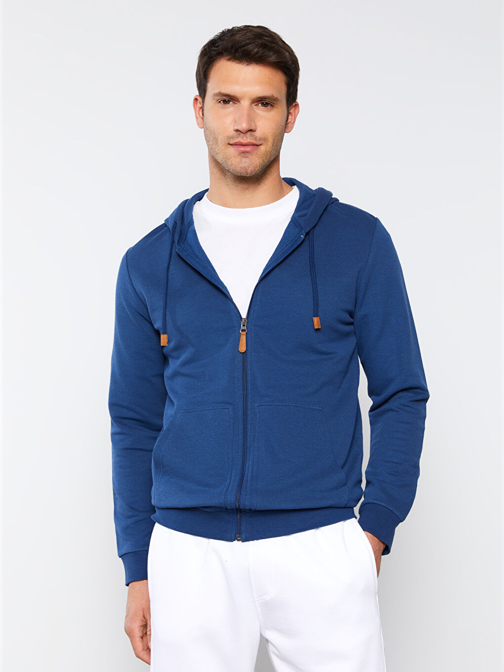 Relaxed Fit Hooded Long Sleeve Men's Sports Cardigan-1