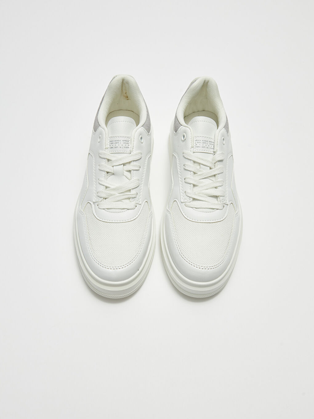 Beyaz Bağcıklı Kalın Taban Erkek Spor Ayakkabı-2