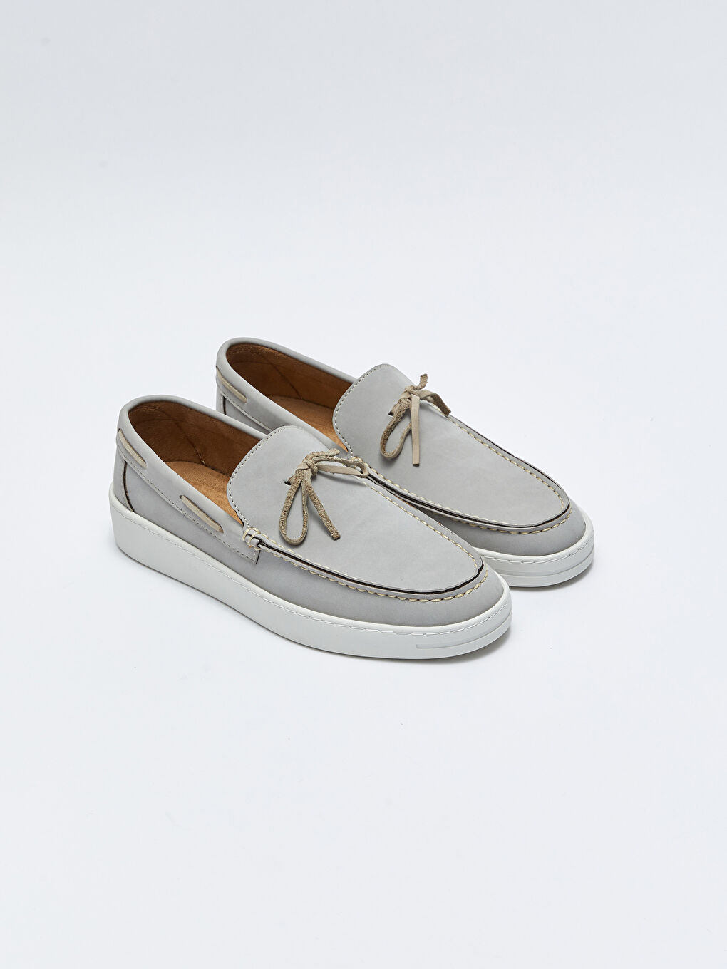 Gri Bağcık Detaylı Dekoratif Dikişli Erkek Loafer Ayakkabı