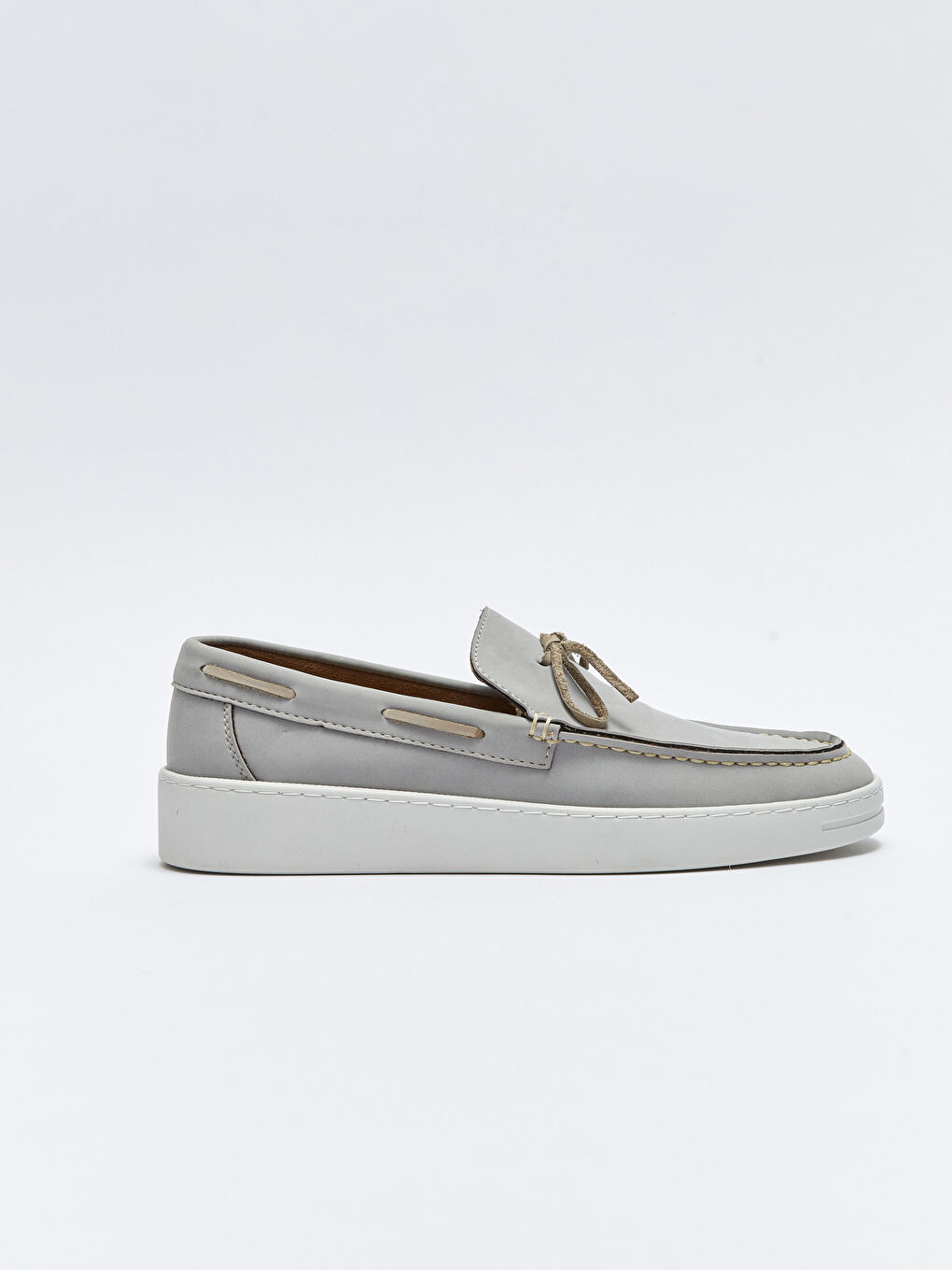 Gri Bağcık Detaylı Dekoratif Dikişli Erkek Loafer Ayakkabı-1