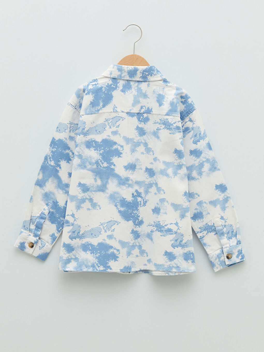 Ekru Batik Desenli Uzun Kollu Gabardin Erkek Çocuk Gömlek-3