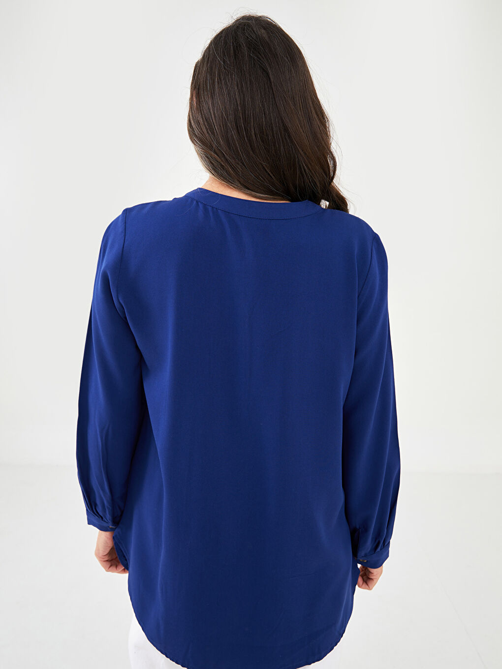 Henley Neckline Embroidered Long Sleeve Viscose Women's Blouse-4