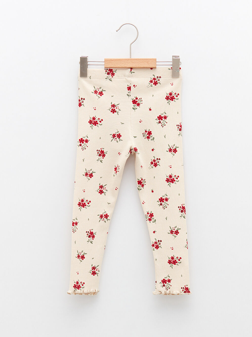 Ekru Beli Lastikli Baskılı Kız Bebek Tayt-1