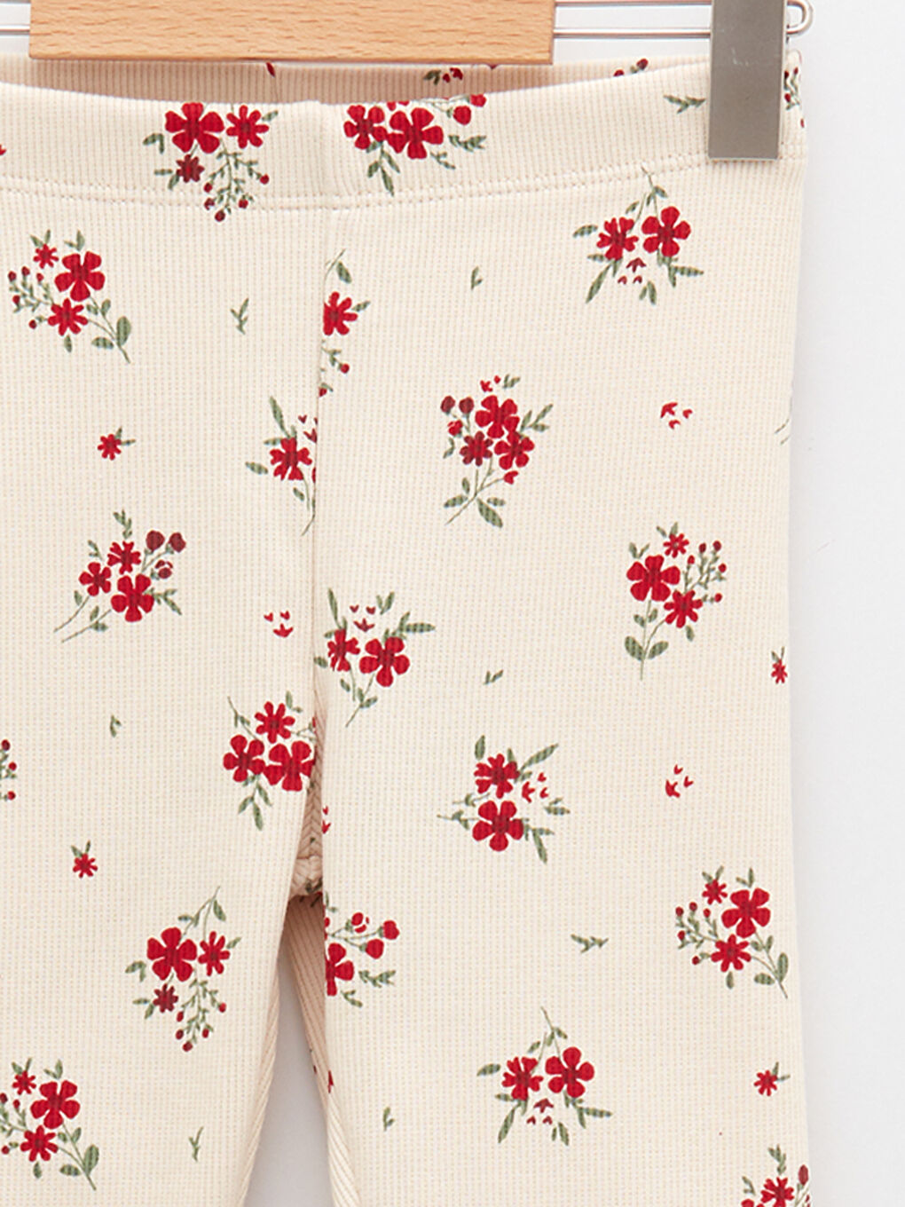 Ekru Beli Lastikli Baskılı Kız Bebek Tayt-2