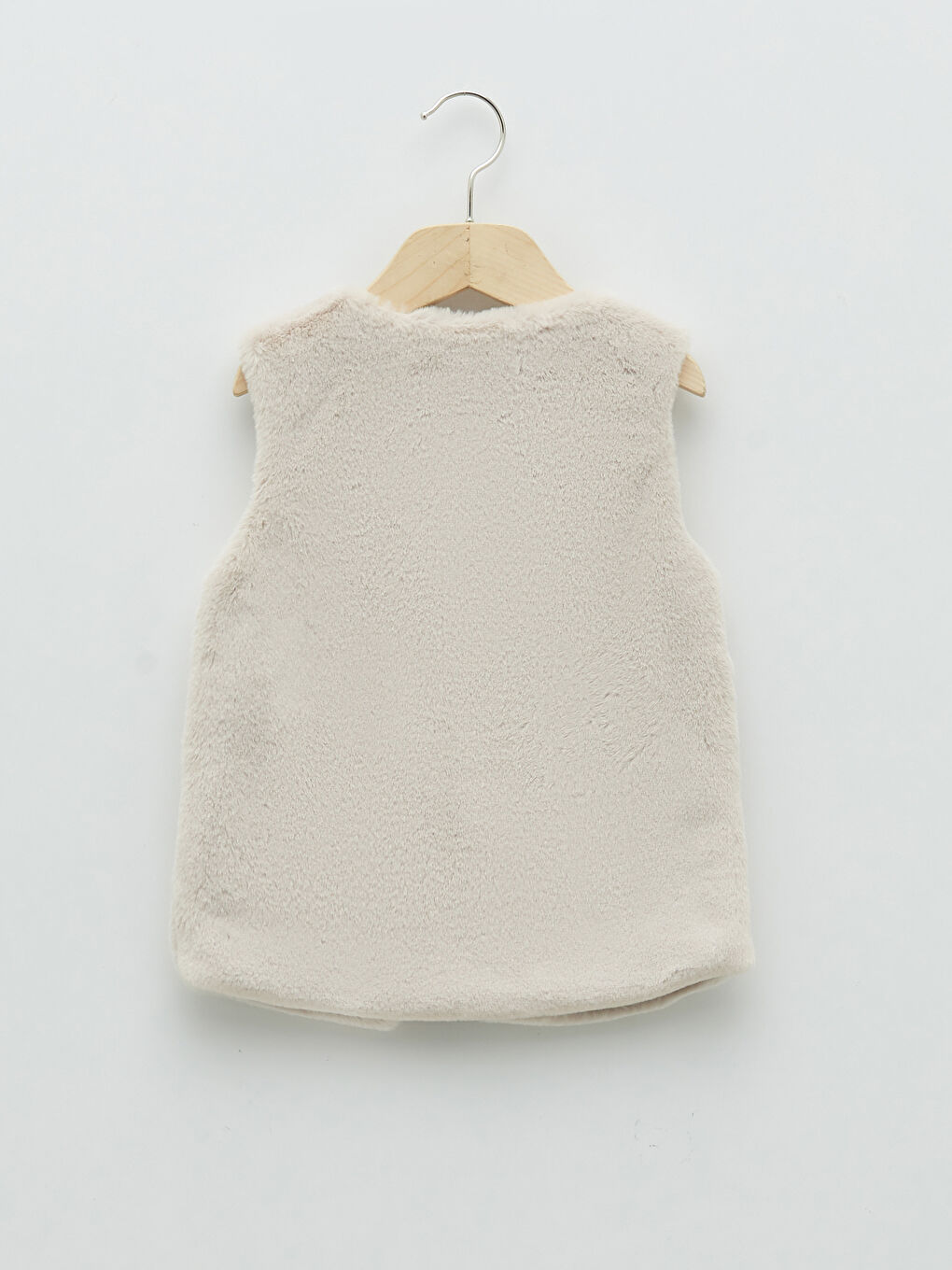 Bej Bisiklet Yaka Pelüş Kız Bebek Yelek-1