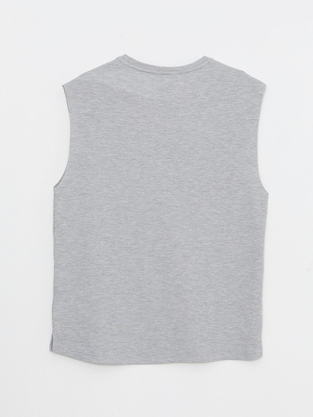 Gri Bisiklet Yaka Baskılı Erkek Kolsuz Tişört-6