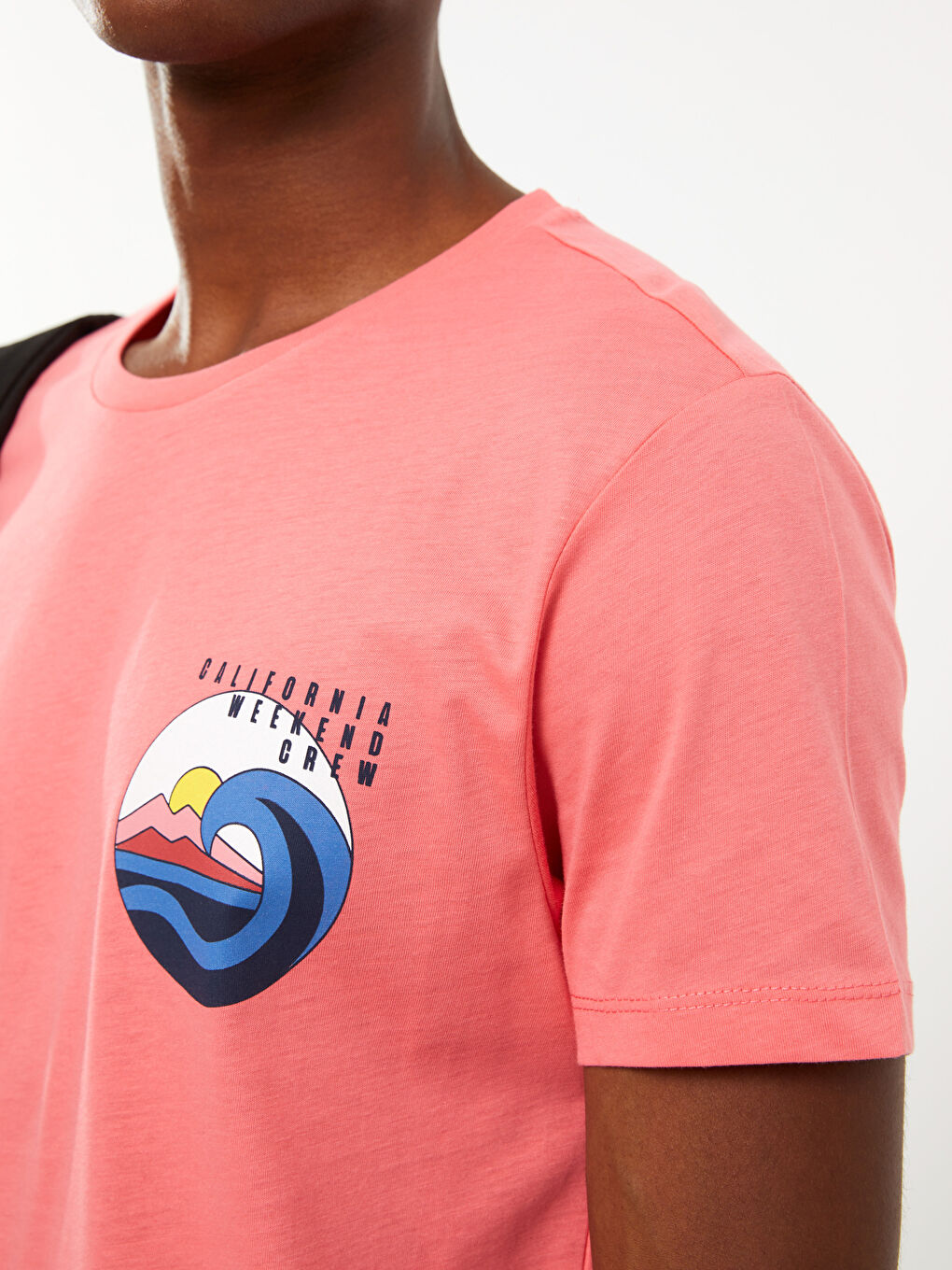 Mercan Bisiklet Yaka Kısa Kollu Baskılı Penye Erkek Tişört-3