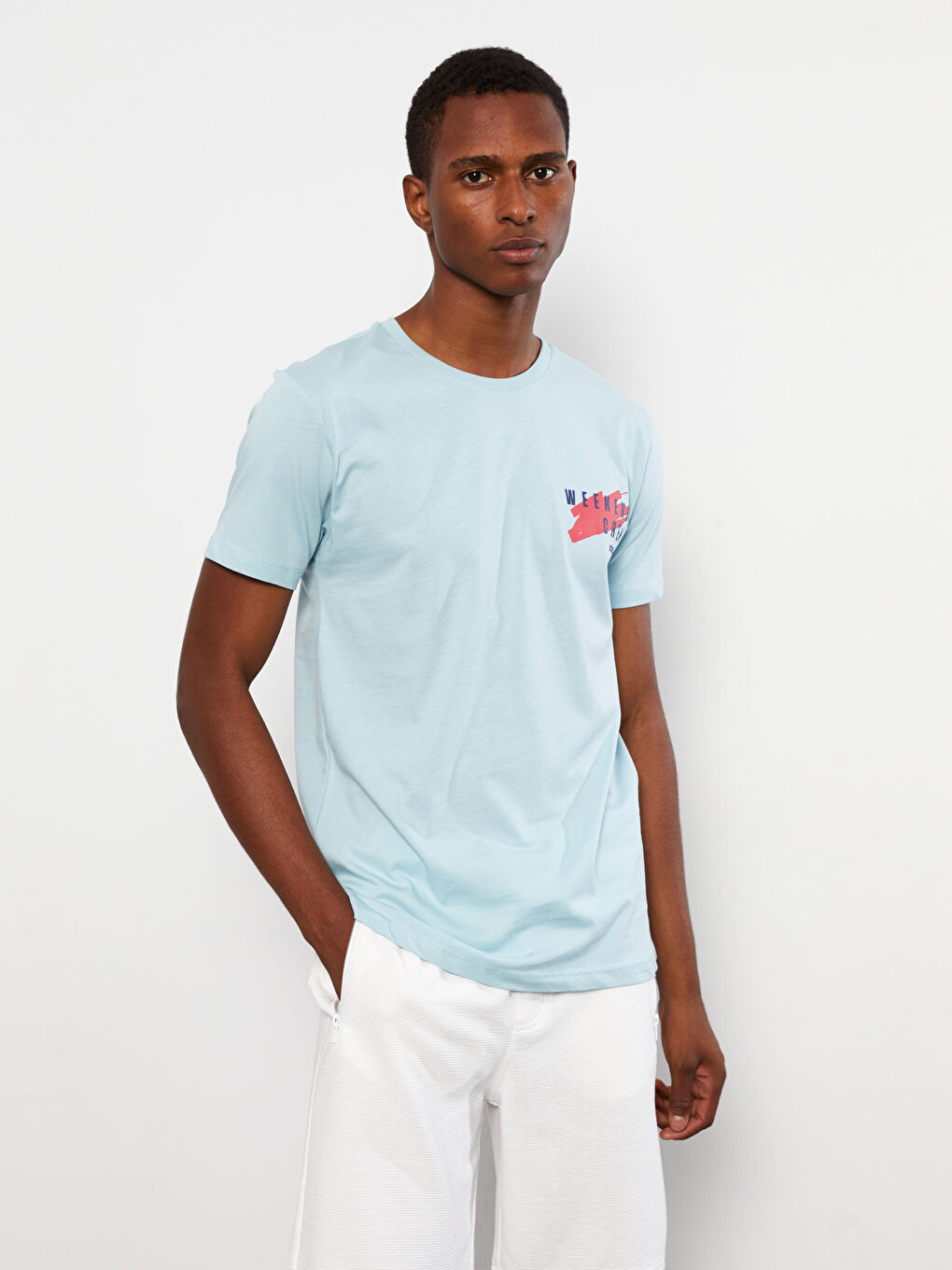 Crew Neck Short Sleeve Printed Combed Cotton Men's T-shirt-1