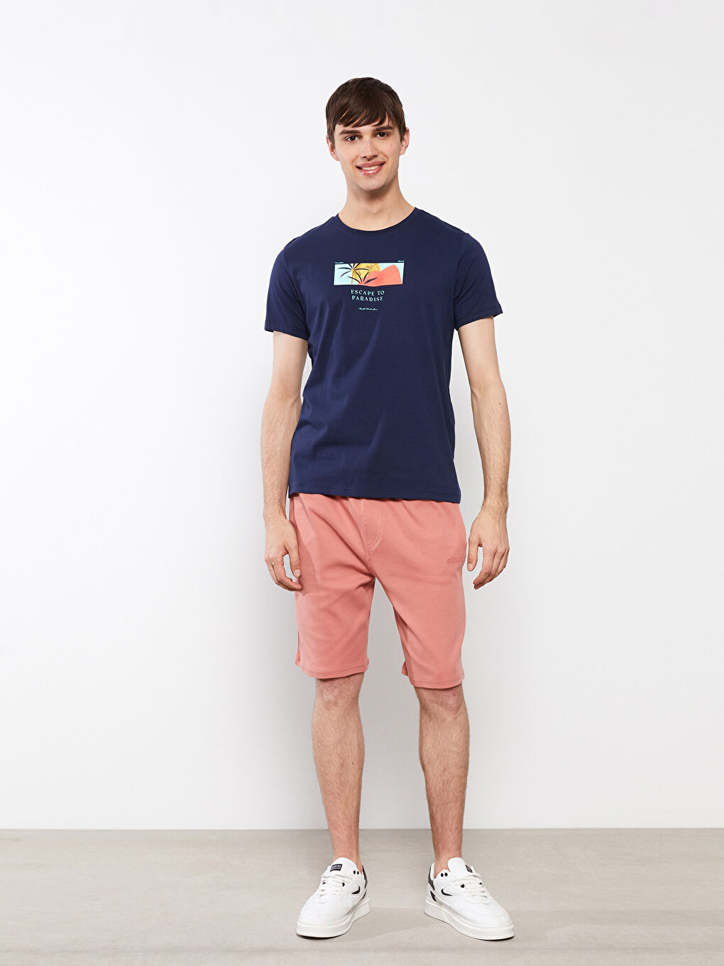 Crew Neck Short Sleeve Printed Combed Cotton Men's T-shirt-1