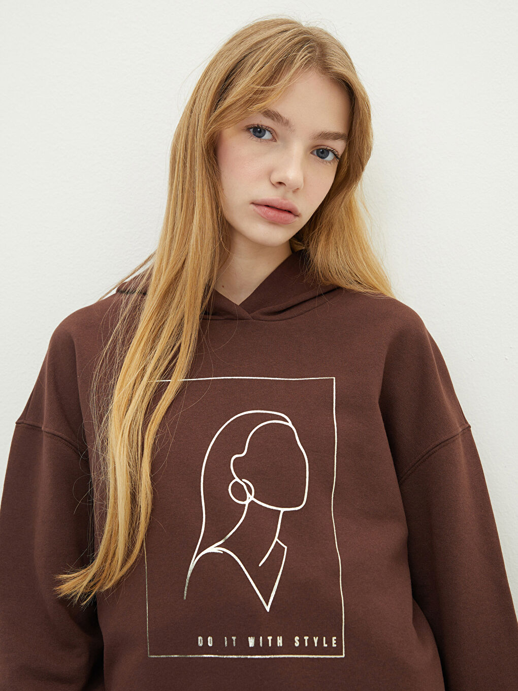 Sweatshirt à capuche imprimé à manches longues pour Femmes