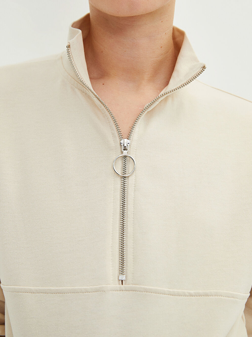 Stand Collar Straight Long Sleeve Maternity Tunic-3