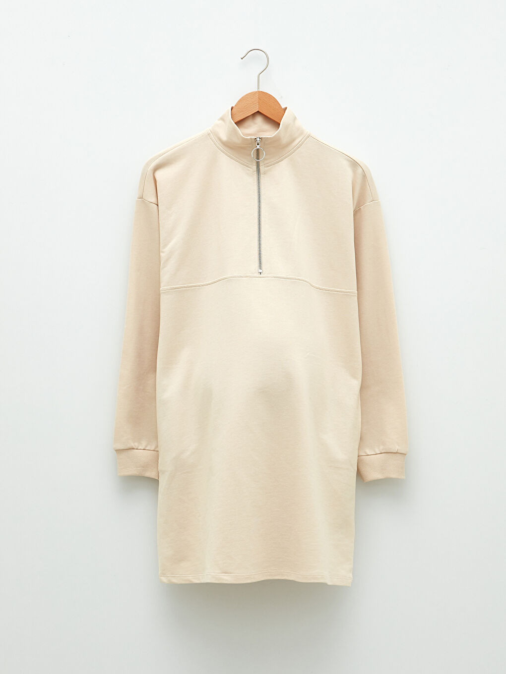 Stand Collar Straight Long Sleeve Maternity Tunic-5