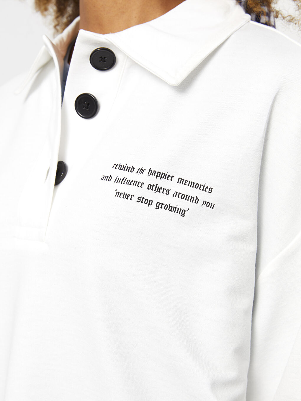 Polo Collar Printed Long Sleeve Women's Sweatshirt-3