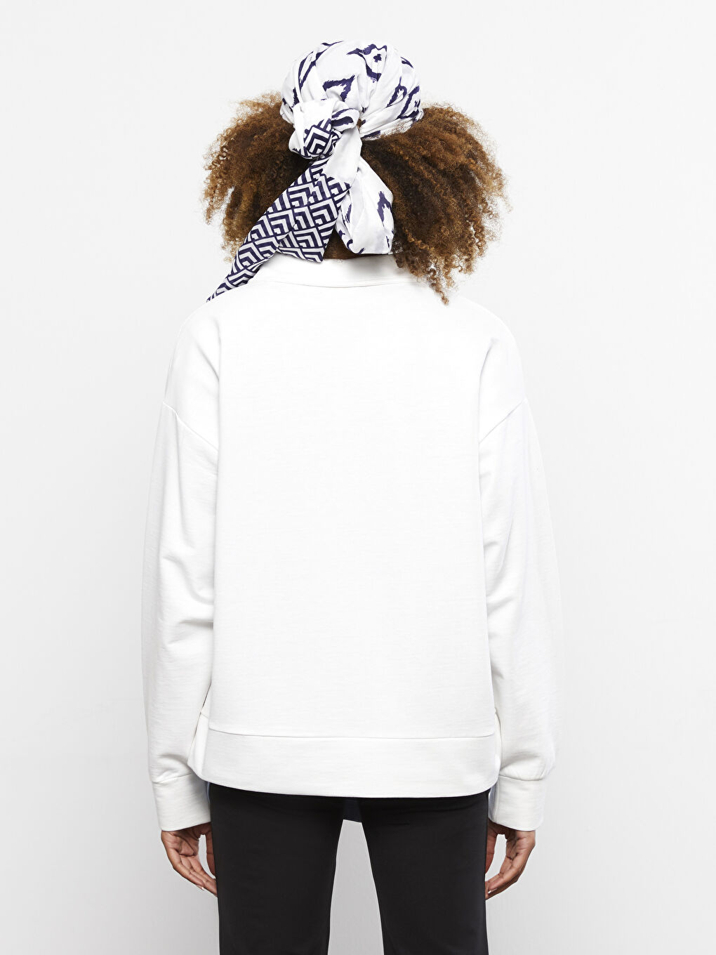 Polo Collar Printed Long Sleeve Women's Sweatshirt-4