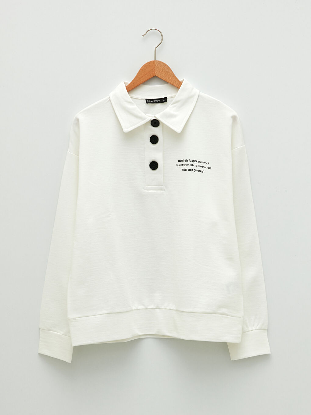 Polo Collar Printed Long Sleeve Women's Sweatshirt-5