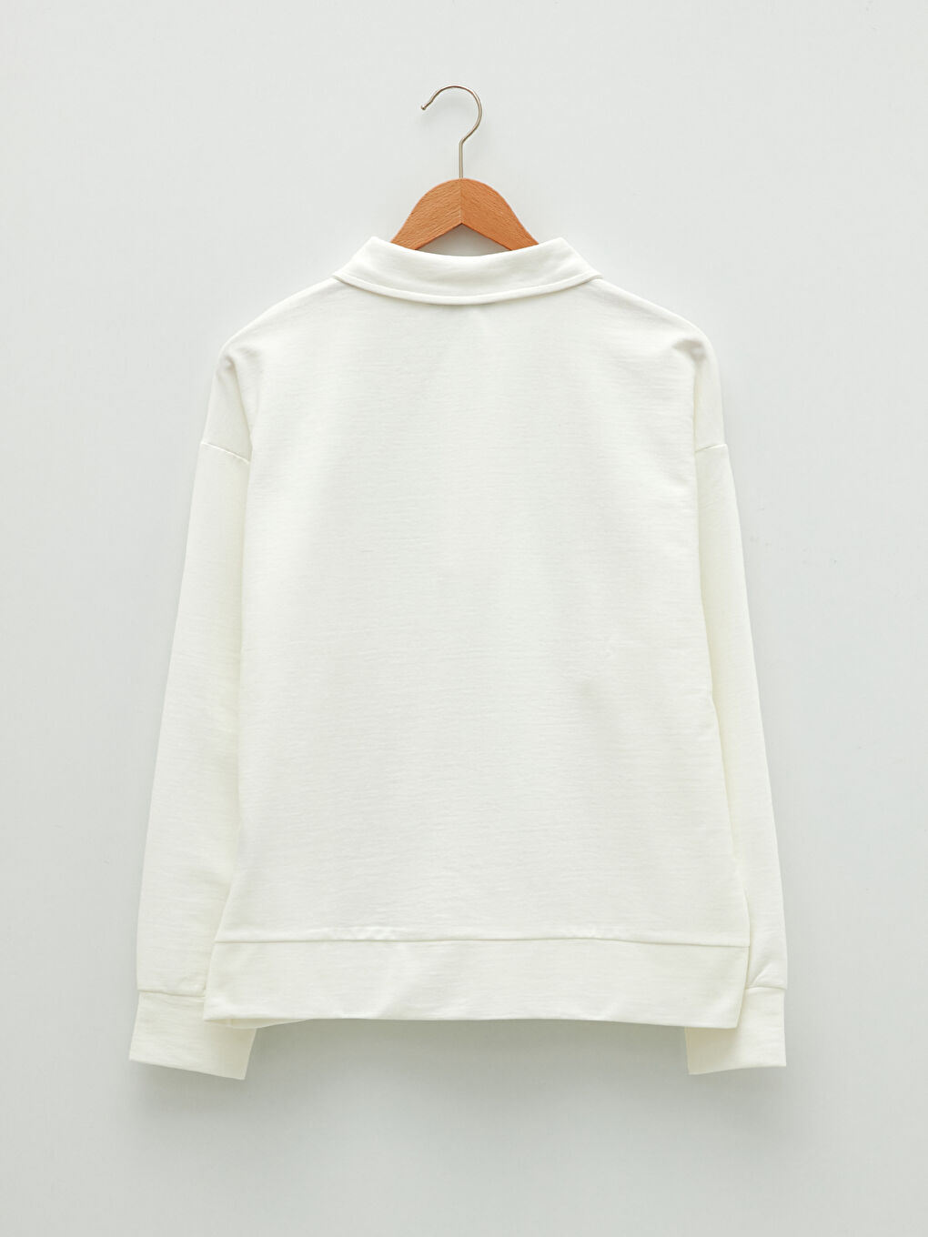 Polo Collar Printed Long Sleeve Women's Sweatshirt-6