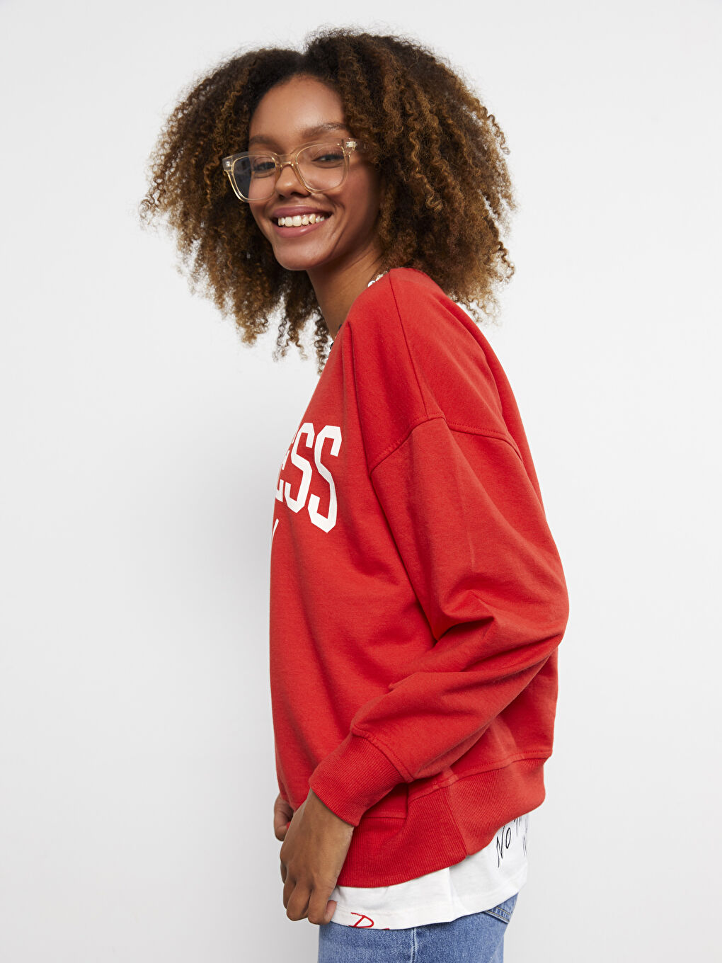 Crew Neck Text Printed Long Sleeve Women's Sweatshirt-2