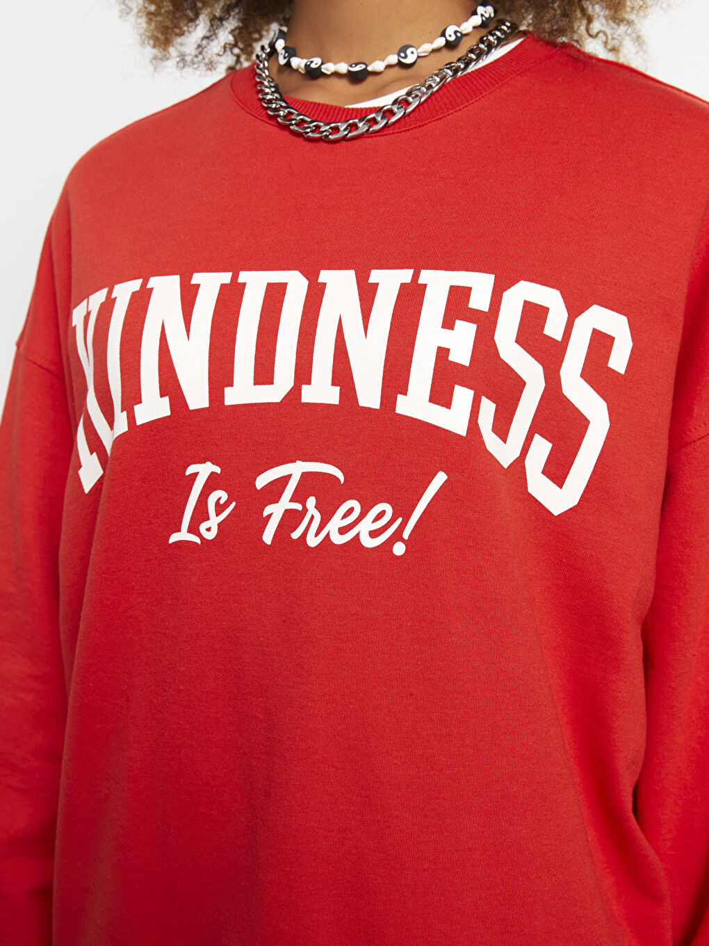 Crew Neck Text Printed Long Sleeve Women's Sweatshirt-3