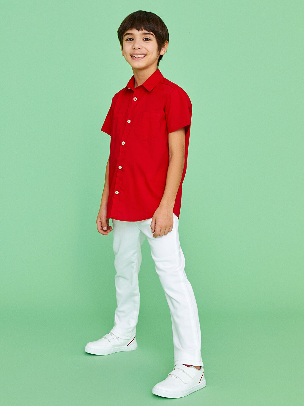 Beyaz Slim Fit Basic Gabardin Erkek Çocuk Pantolon