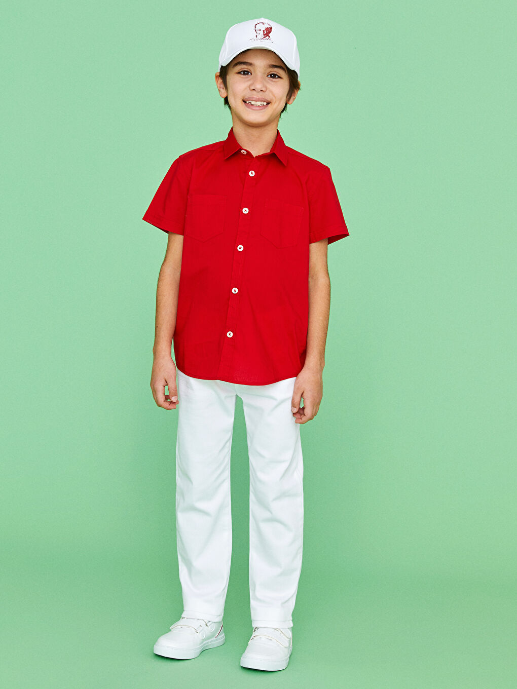 Beyaz Slim Fit Basic Gabardin Erkek Çocuk Pantolon-2