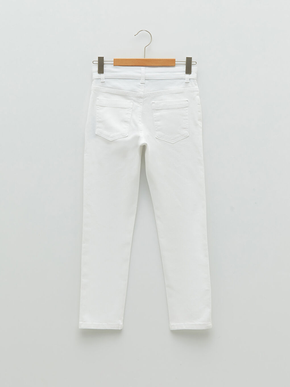 Beyaz Slim Fit Basic Gabardin Erkek Çocuk Pantolon-4