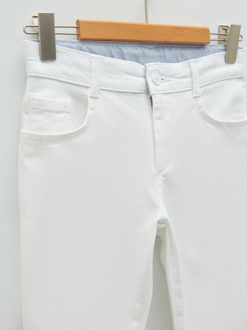 Beyaz Slim Fit Basic Gabardin Erkek Çocuk Pantolon-5