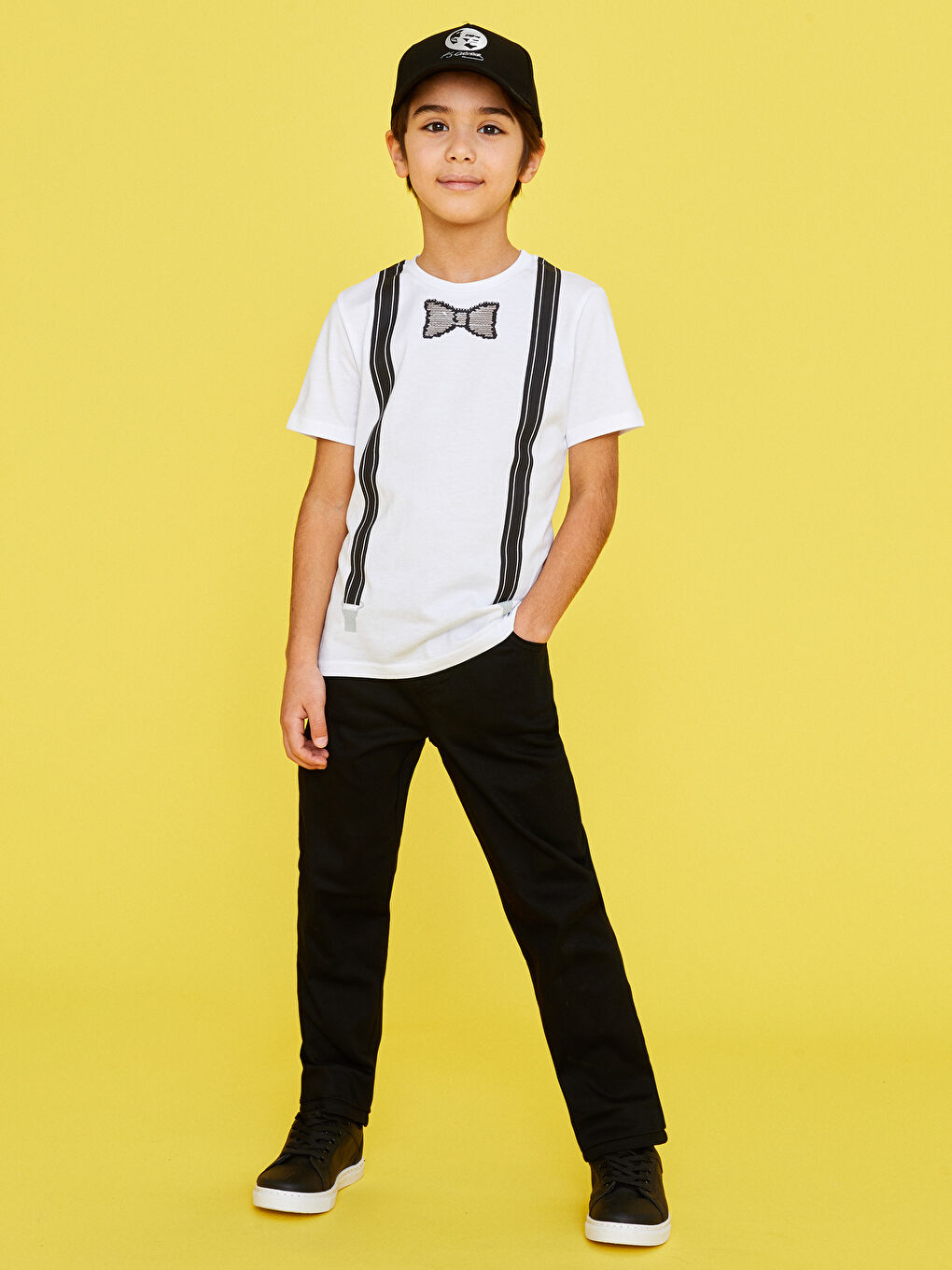 Pantalon Garçon Coupe Svelte Gabardine Basique-1