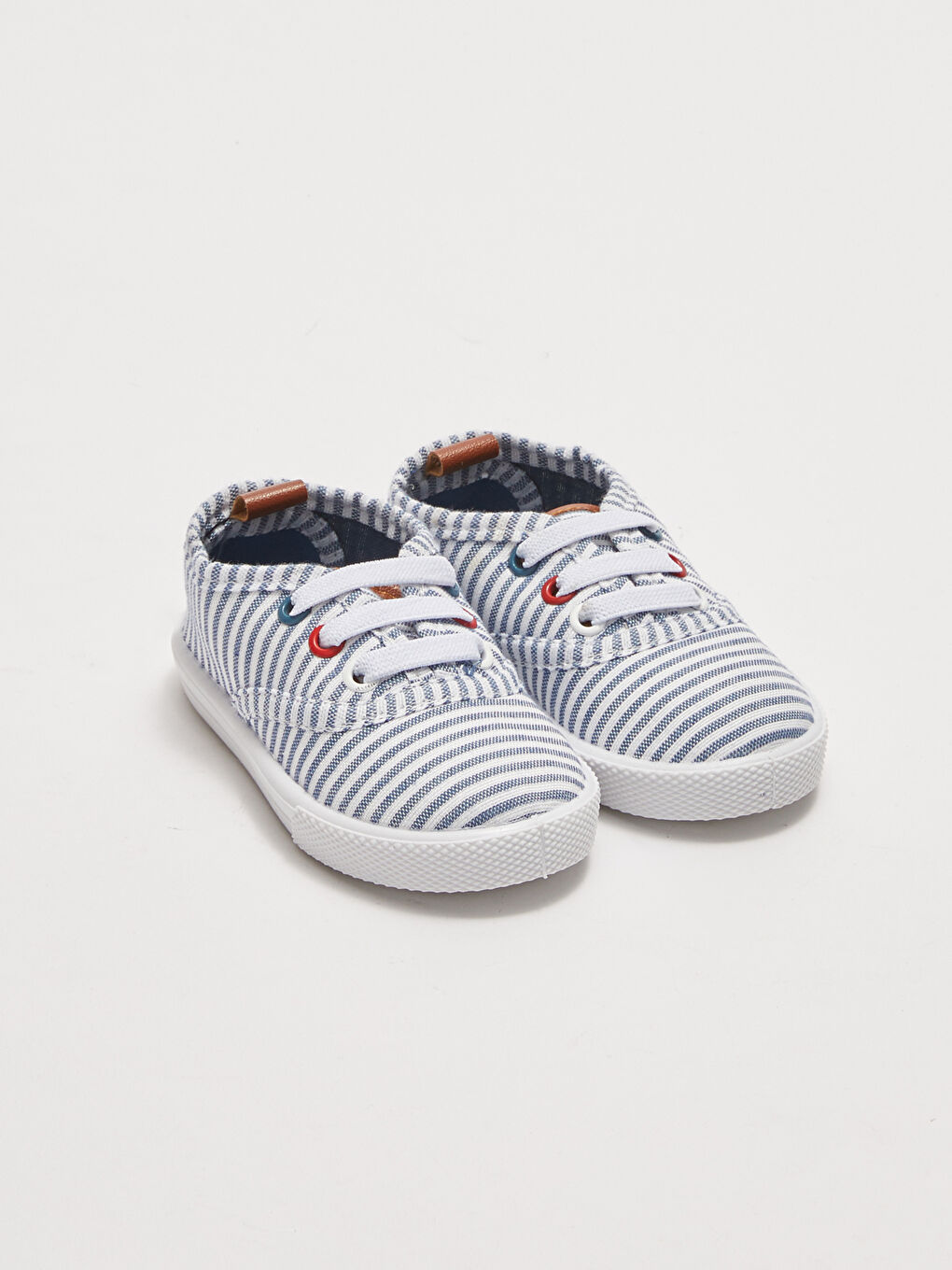 Beyaz Çizgili Pamuk Astarlı Erkek Bebek Spor Ayakkabı