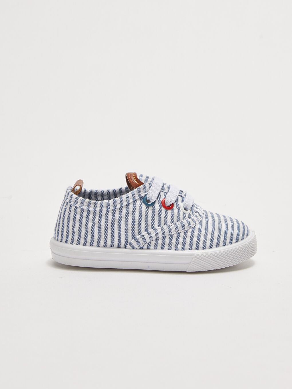 Beyaz Çizgili Pamuk Astarlı Erkek Bebek Spor Ayakkabı-1