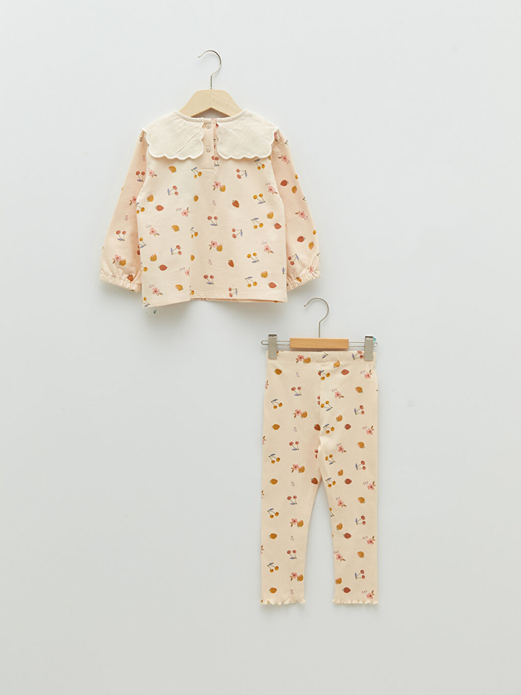 Crew Neck Long Sleeve Printed Baby Girls' T-Shirt and Tights 2 Pack Set-1