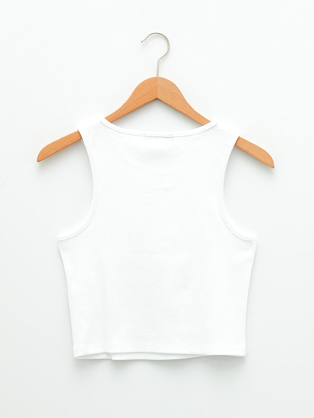 Beyaz Kadın Bisiklet Yaka Düz Crop-7