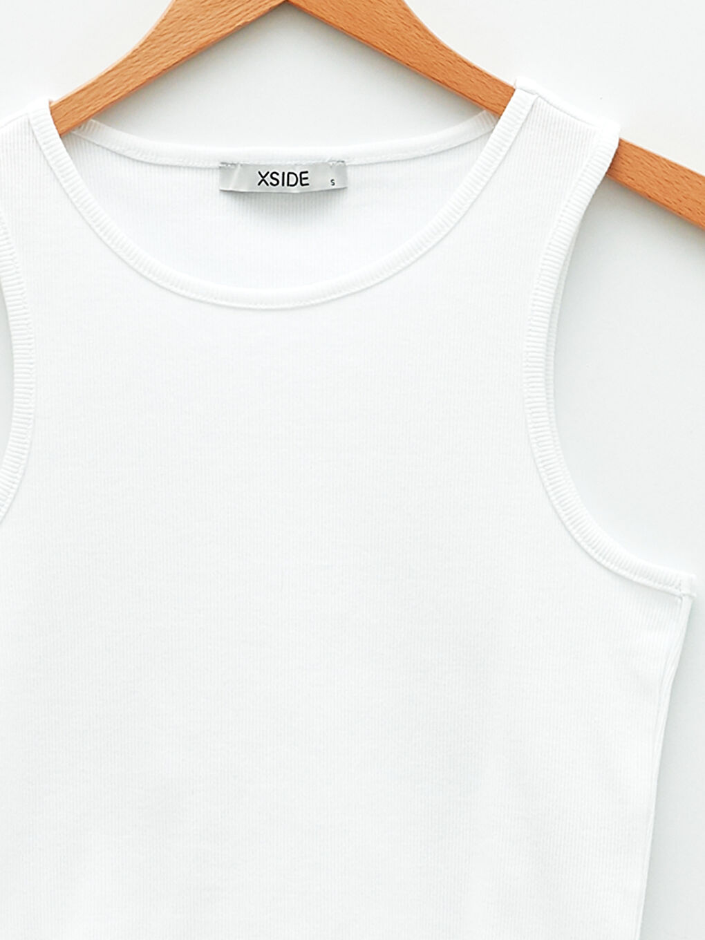 Beyaz Kadın Bisiklet Yaka Düz Crop-8