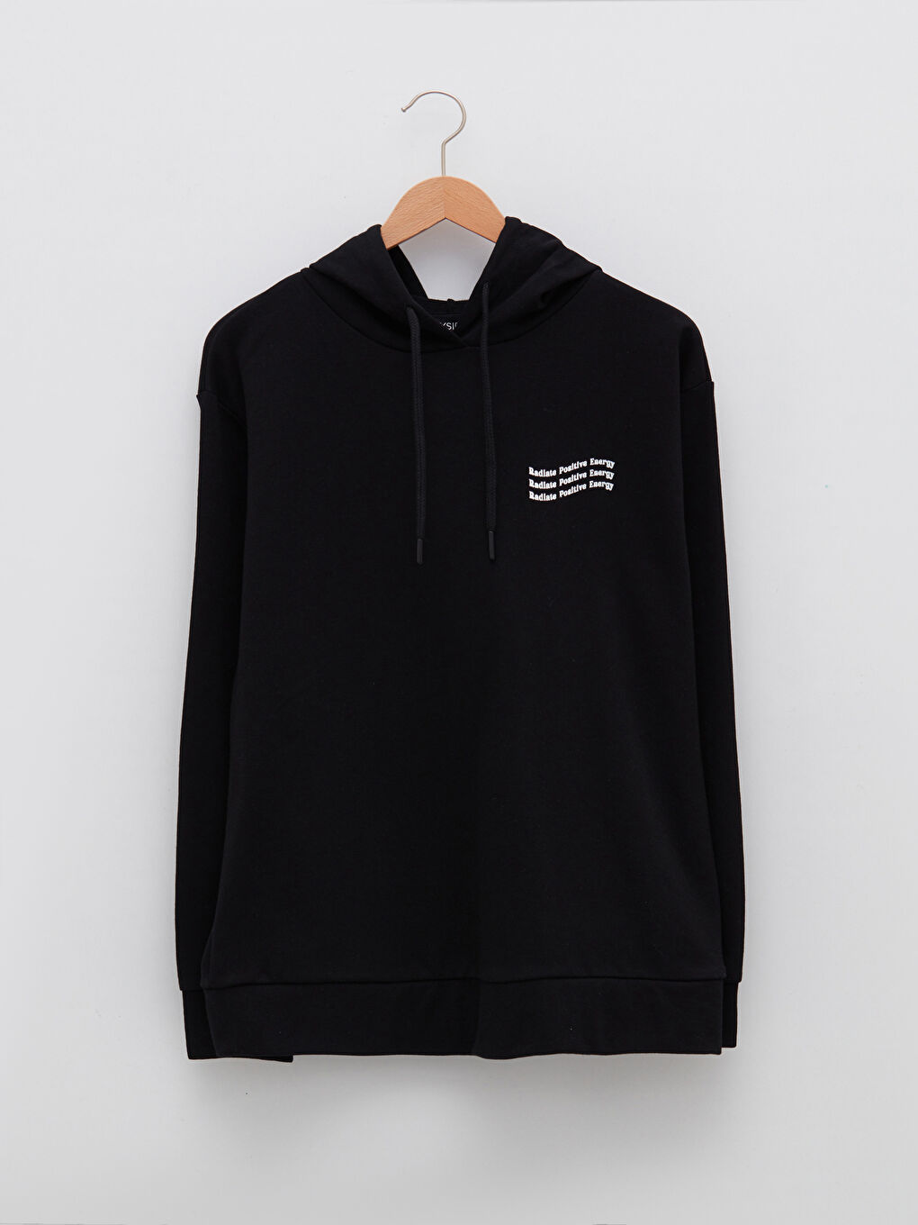 Siyah Baskılı Uzun Kollu Kadın Hoodie-5