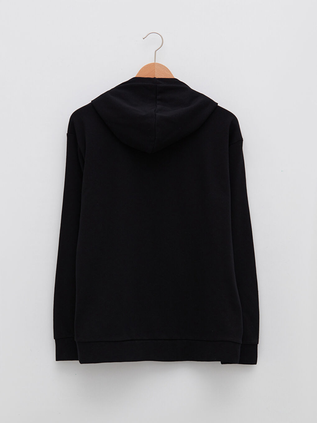 Siyah Baskılı Uzun Kollu Kadın Hoodie-6