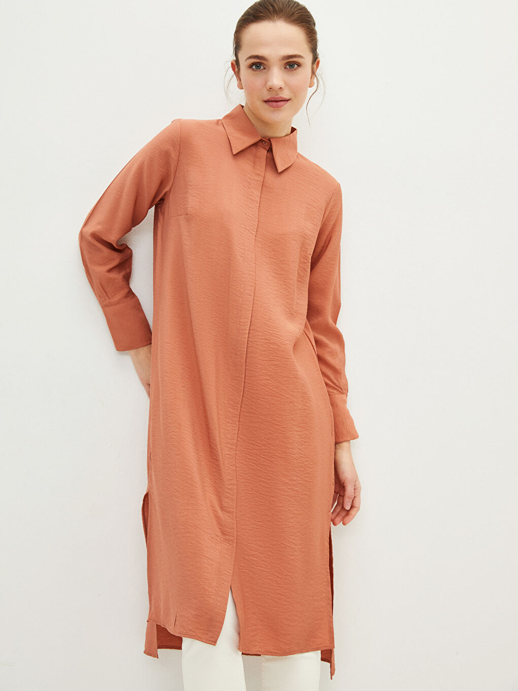 تونيك قميص نسائي بسيط بكم طويل