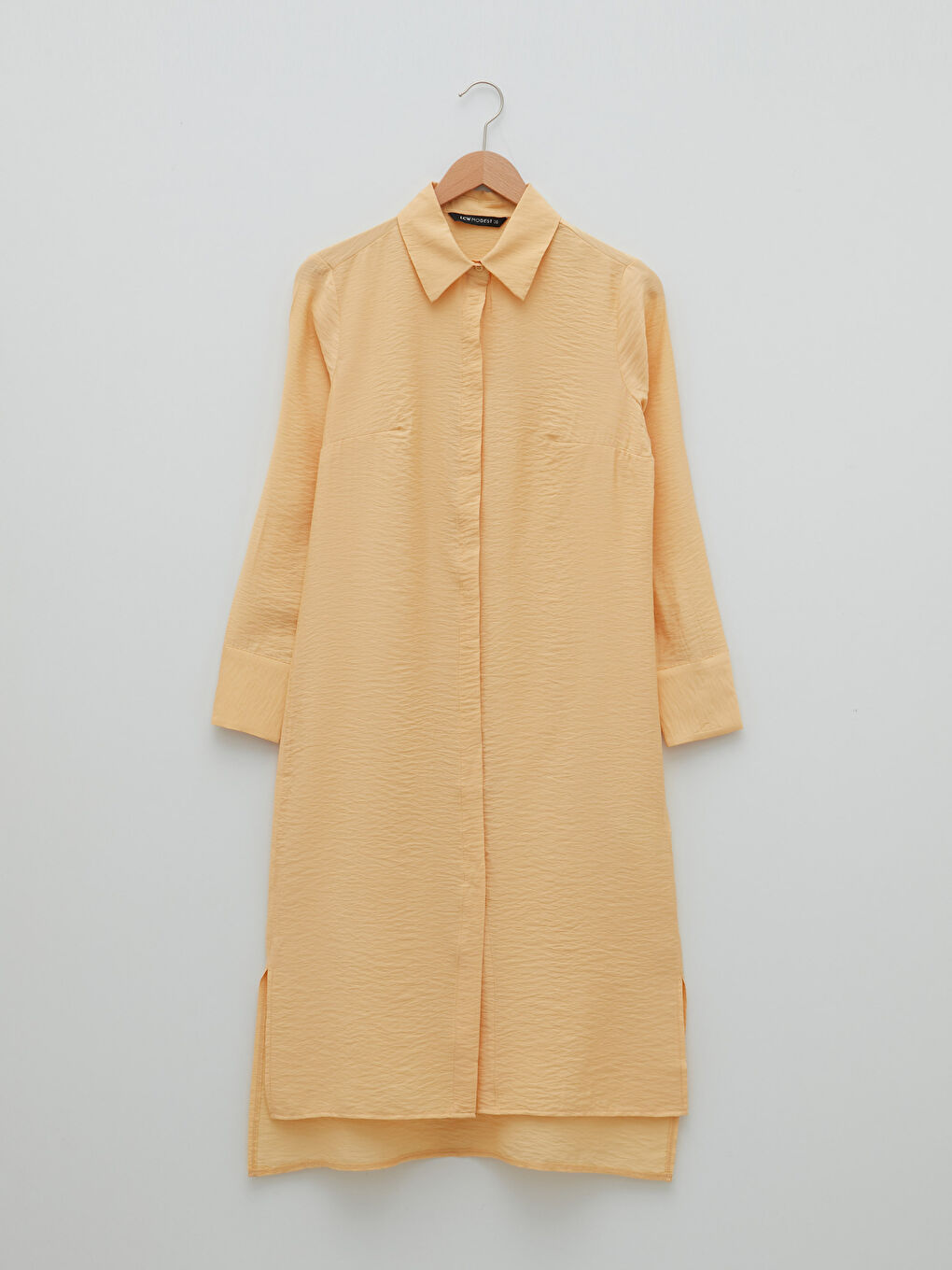 Sarı Düz Uzun Kollu Kadın Gömlek Tunik-6