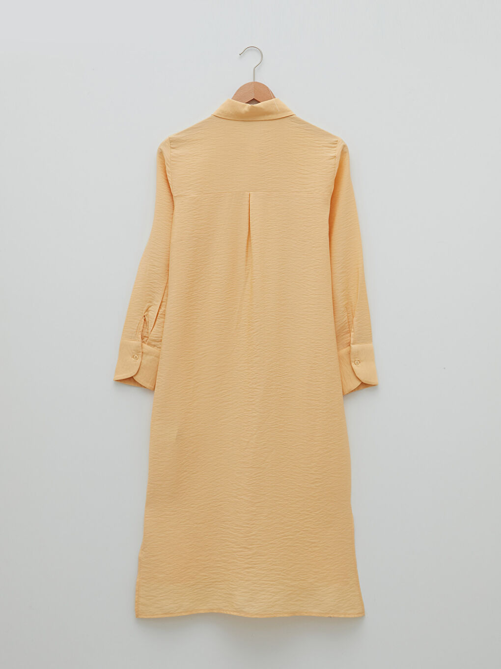 Sarı Düz Uzun Kollu Kadın Gömlek Tunik-7