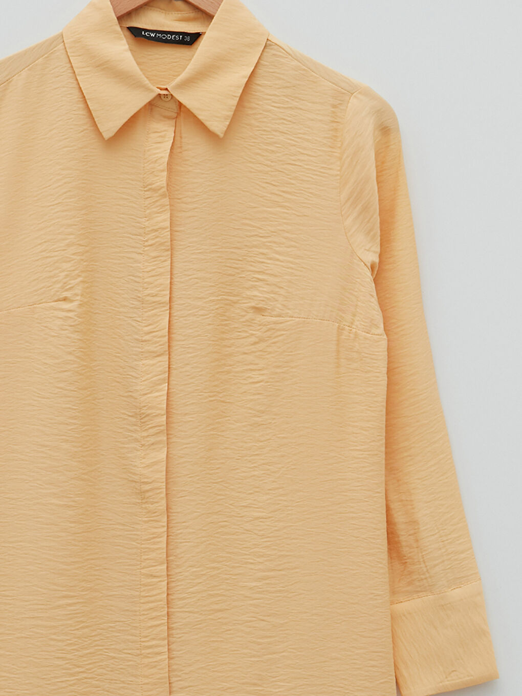 Sarı Düz Uzun Kollu Kadın Gömlek Tunik-8