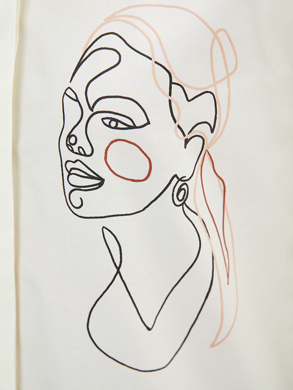 Printed Long Sleeve Oversize Poplin Women's Shirt Tunic-2