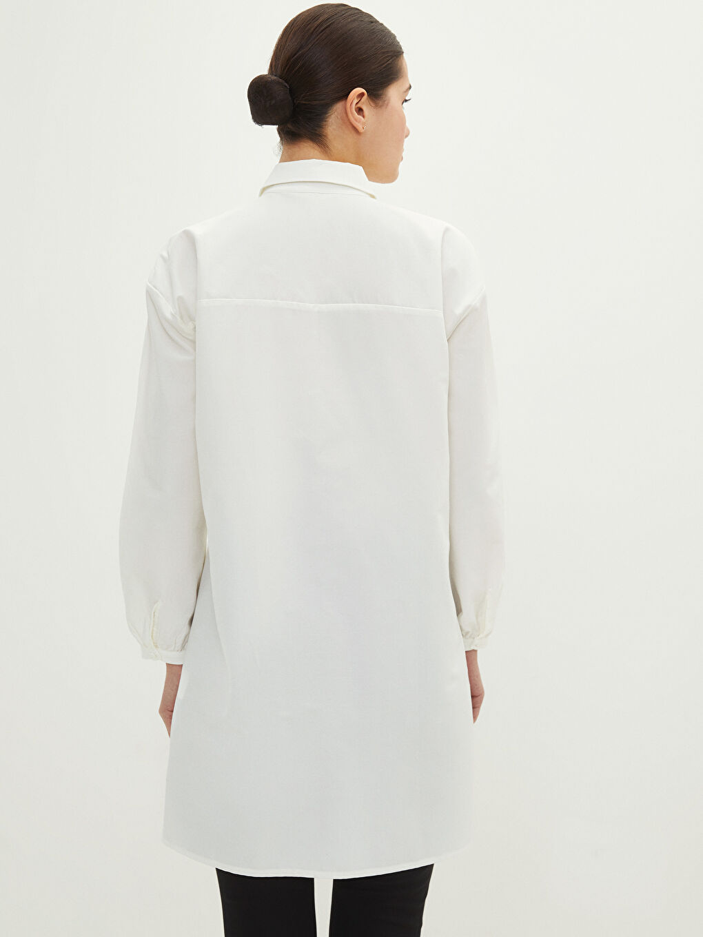 Printed Long Sleeve Oversize Poplin Women's Shirt Tunic-3