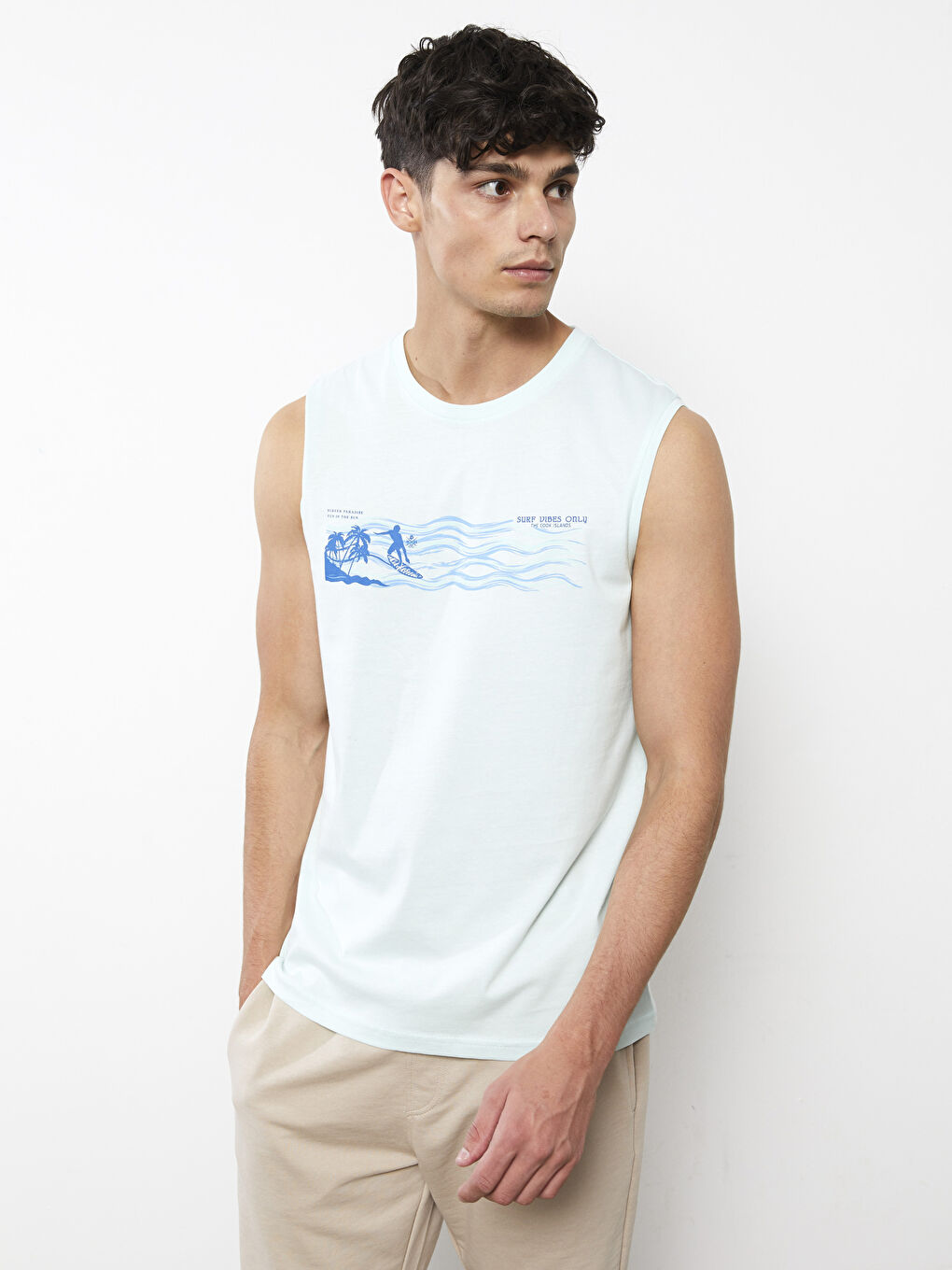 LCWAIKIKI Classic Crew Neck Printed Cotton Men's Sleeveless T-Shirt -S2DP49Z8-FUE