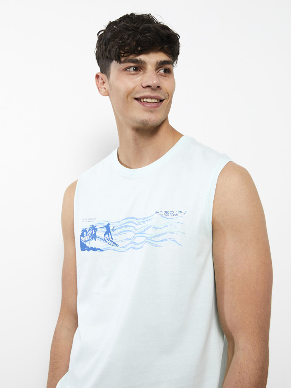 LCWAIKIKI Classic Crew Neck Printed Cotton Men's Sleeveless T-Shirt -S2DP49Z8-FUE