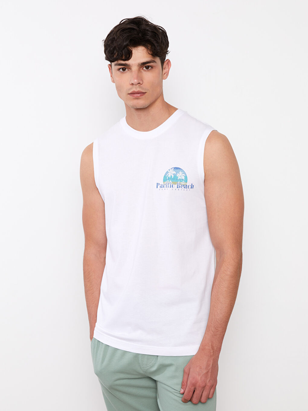 Crew Neck Printed Men's Sleeveless T-Shirt -S2DP51Z8-Q6K
