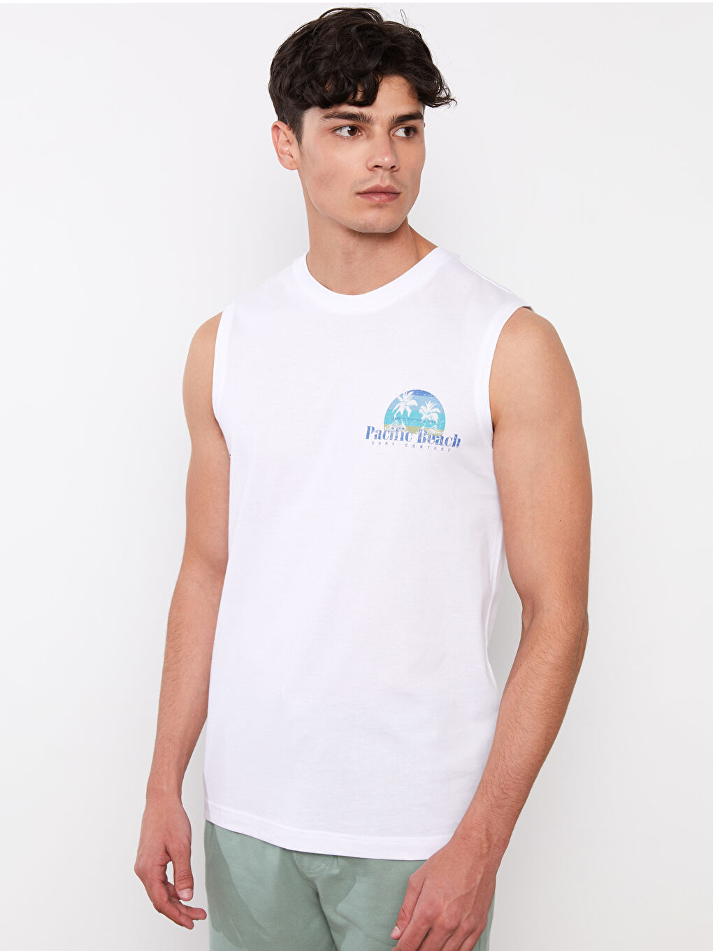 Crew Neck Printed Men's Sleeveless T-Shirt -S2DP51Z8-Q6K