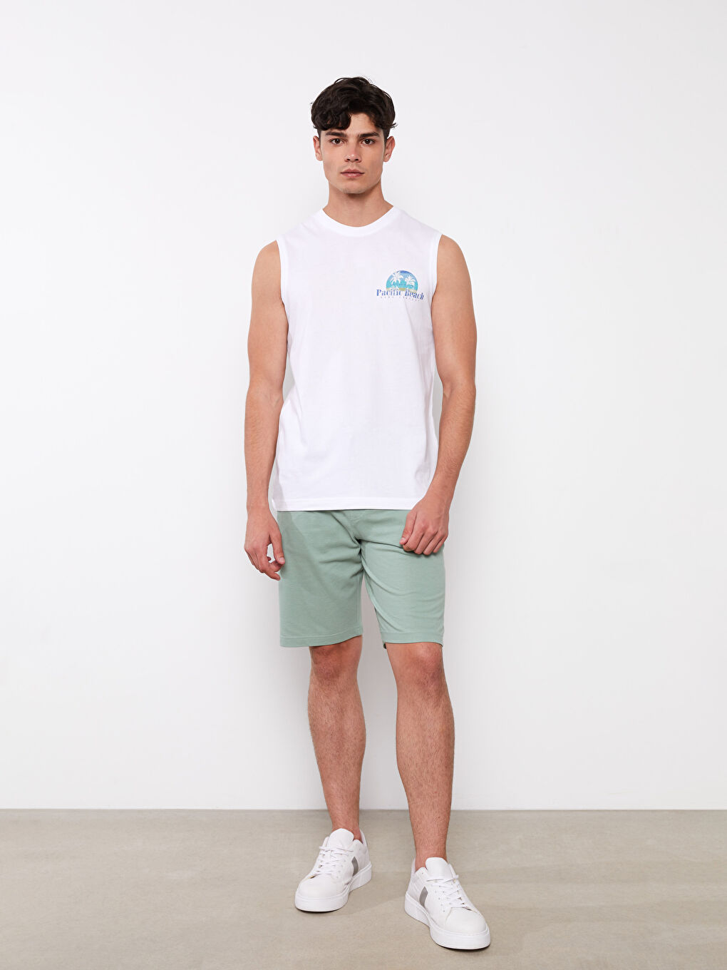 Crew Neck Printed Men's Sleeveless T-Shirt -S2DP51Z8-Q6K